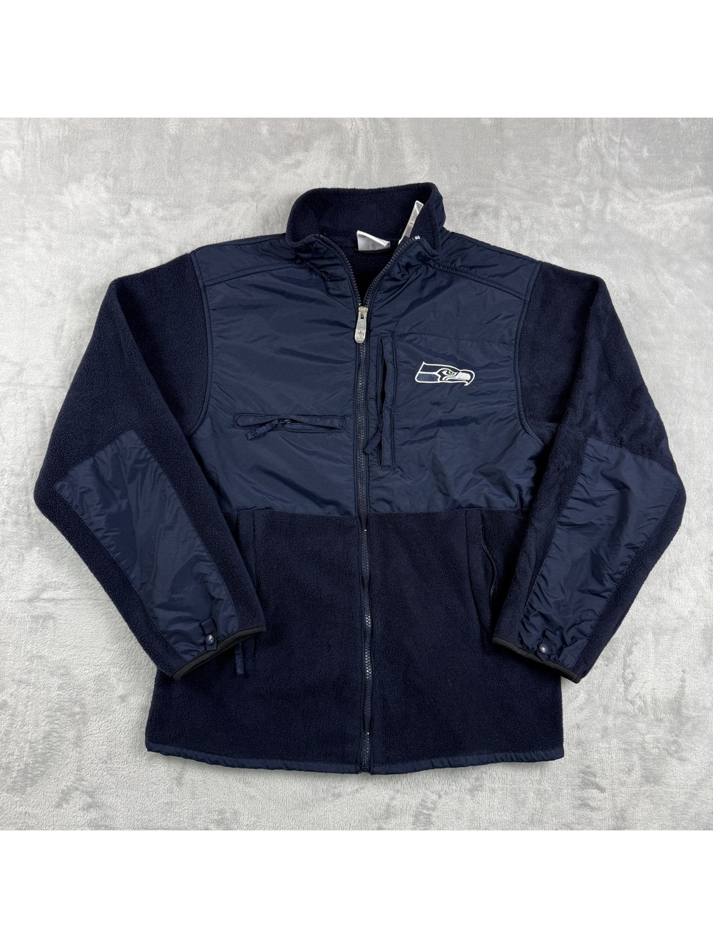 NFL Seattle Seahawks Youth XL 14/16 Navy Fleece Full Zip Jacket Team Apparel Fan